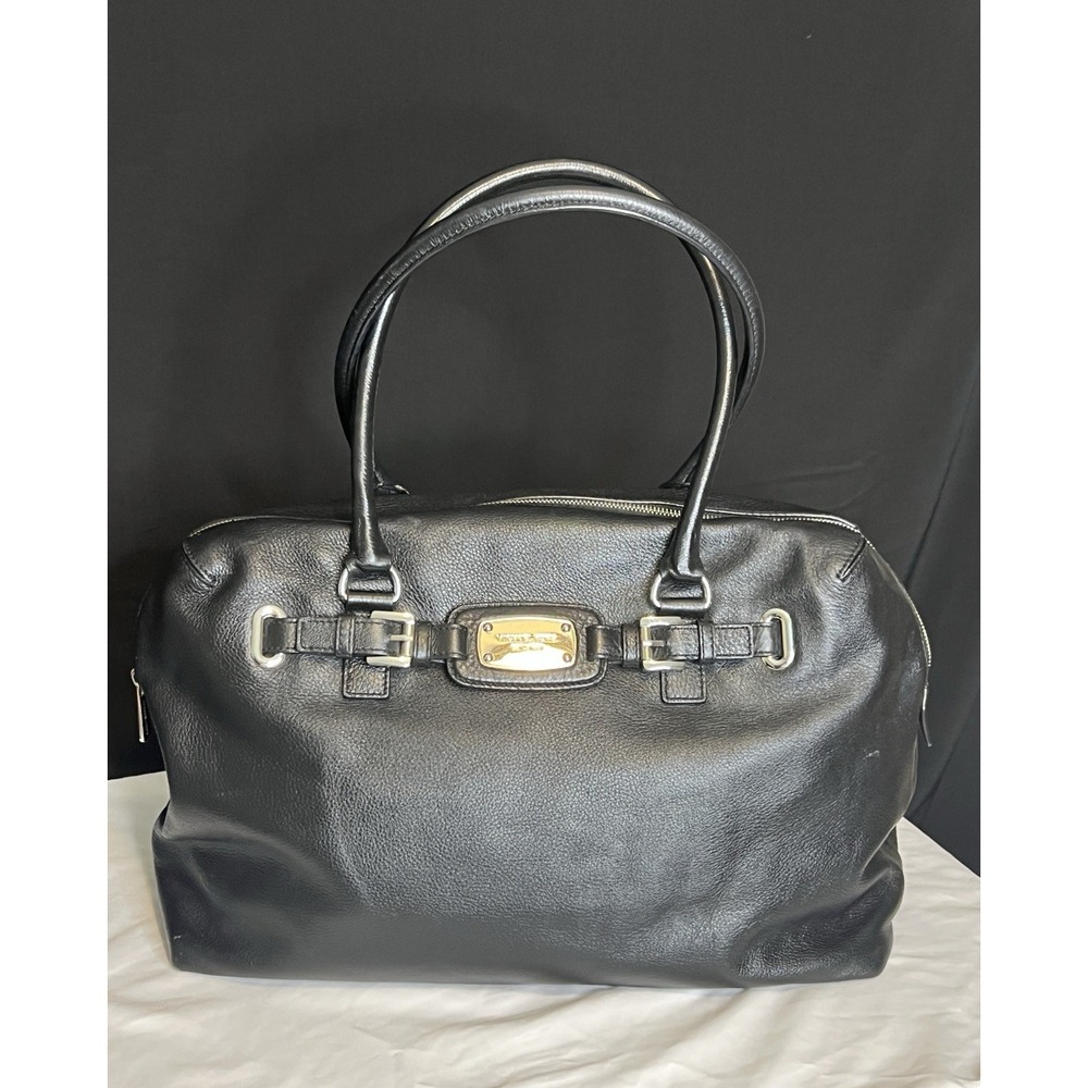 Michael Kors Black Pebble Leather Weekender Bag Luggage Satchel Bag Tote 16 x 13